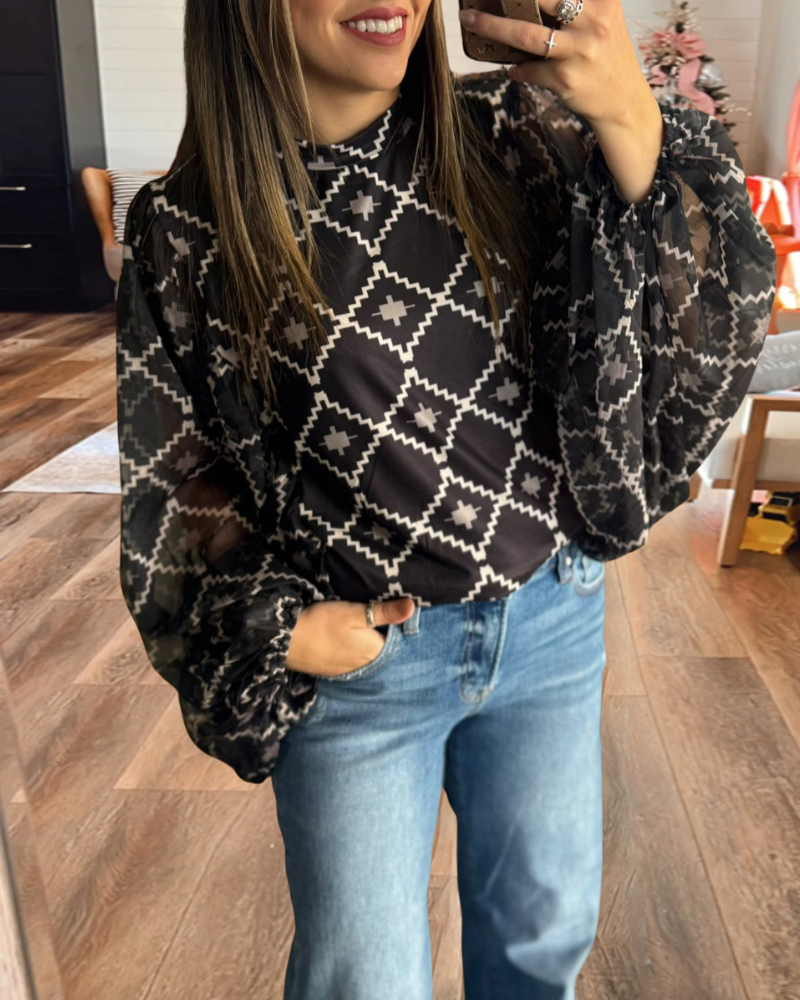 Trendy Geometric Diamond Top