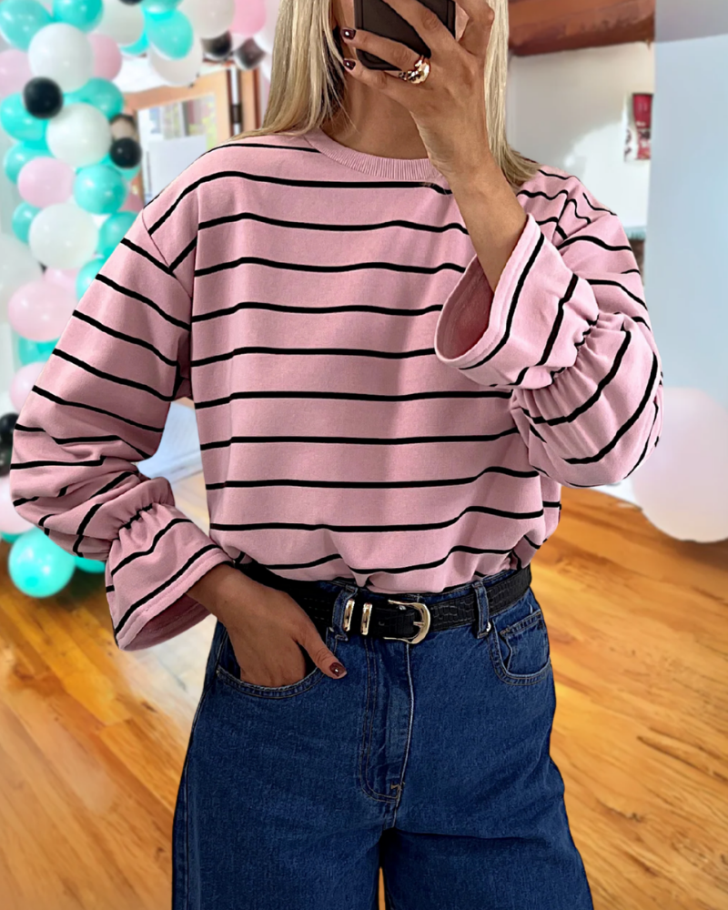 Classic Striped Crew Neck Top