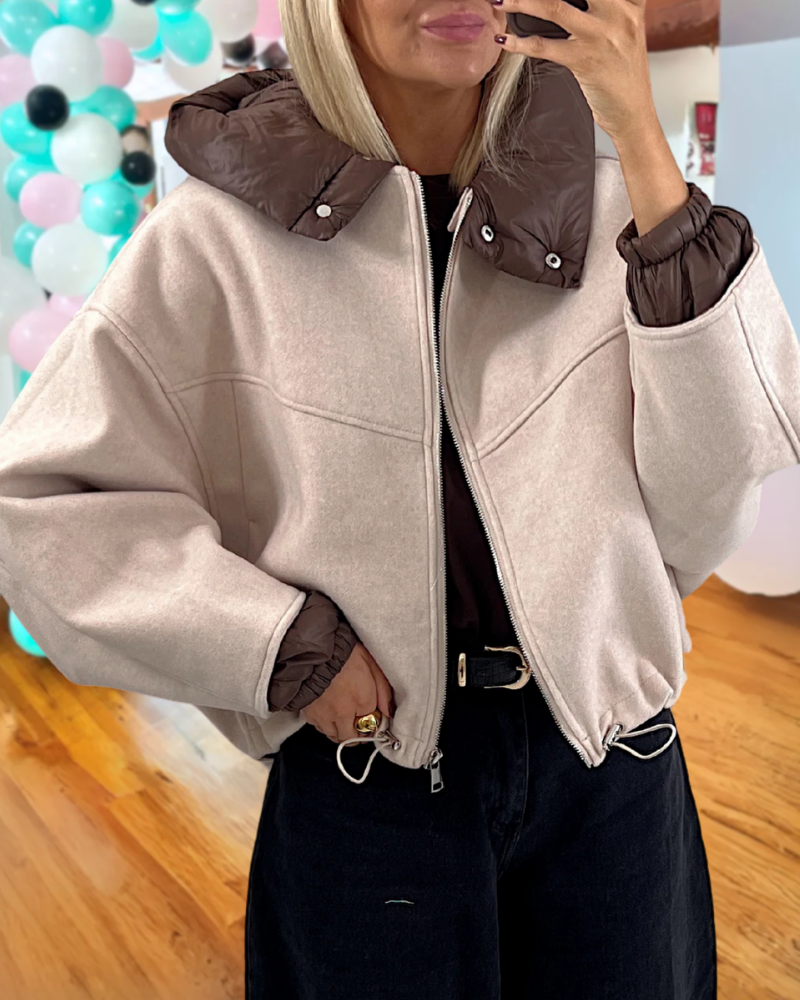 Stylish Zipper Woolen Jacket
