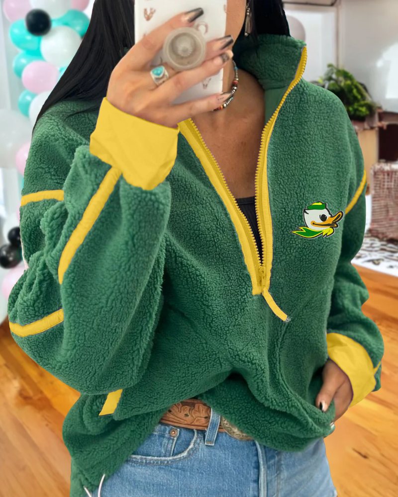 Oregon Ducks Embroidery Half Zip Top