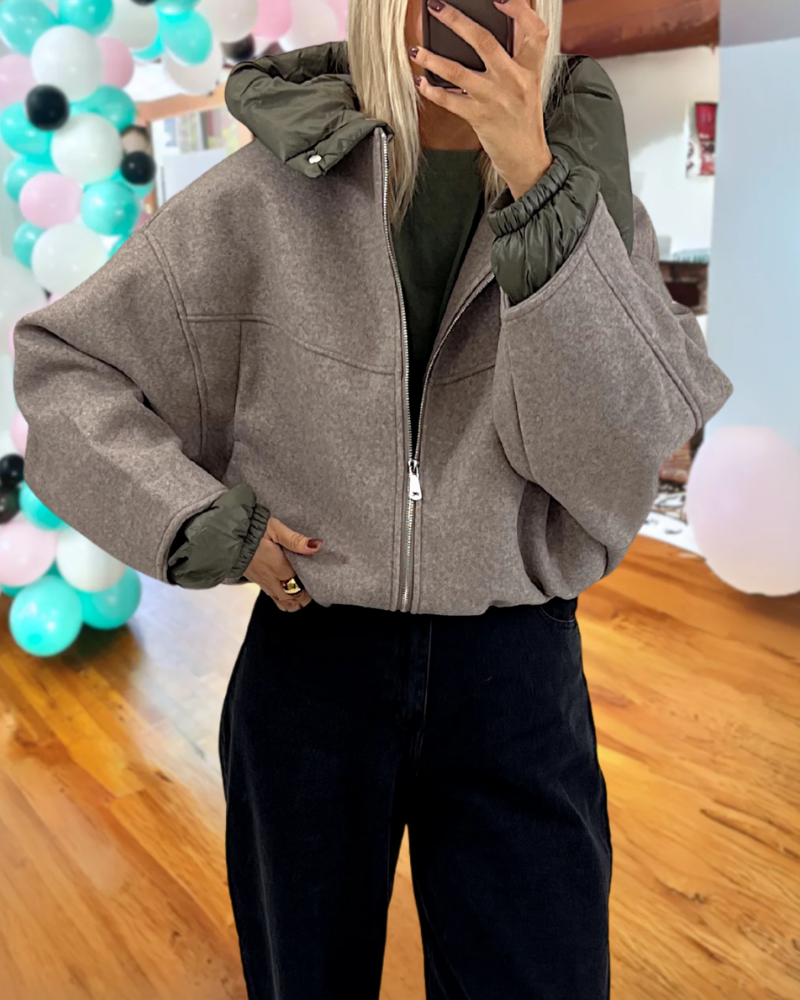 Stylish Zipper Woolen Jacket