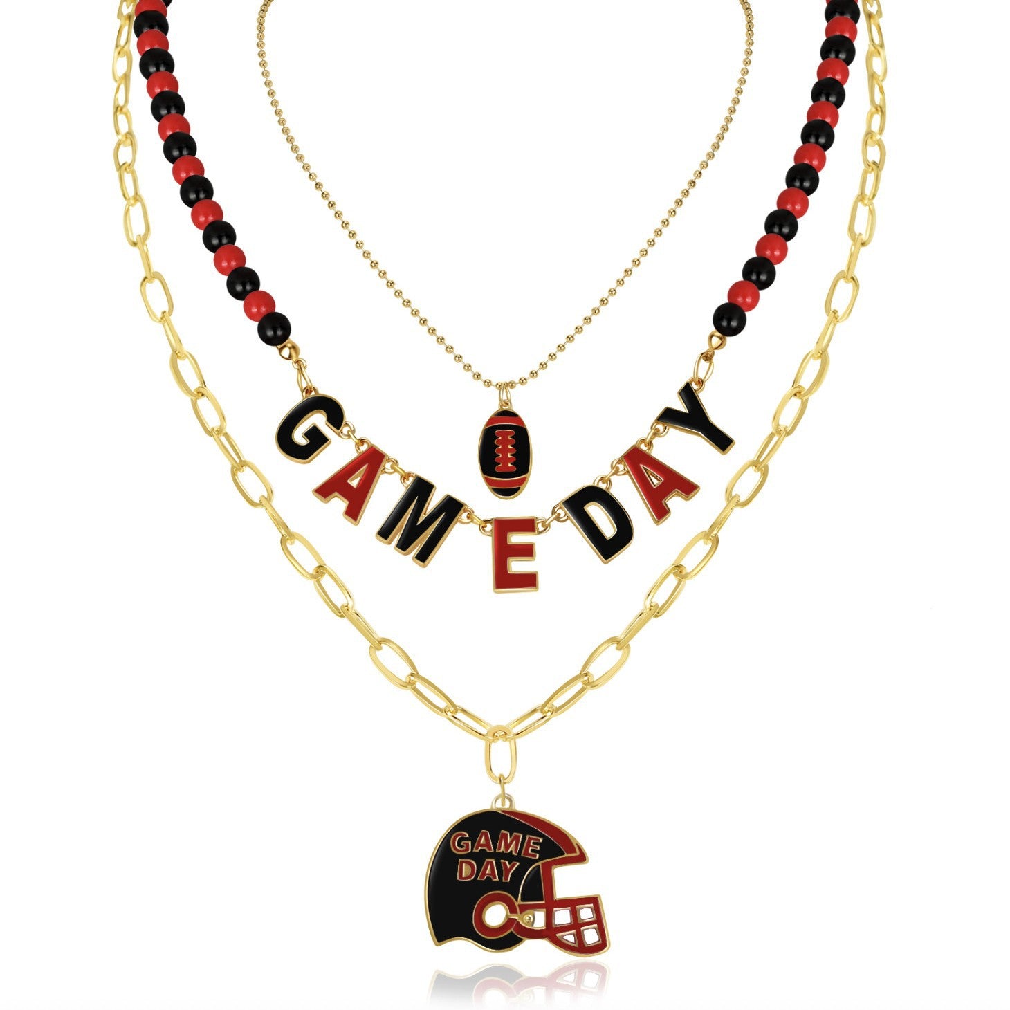 Game Day Football Fashion Multi-Layer Necklace