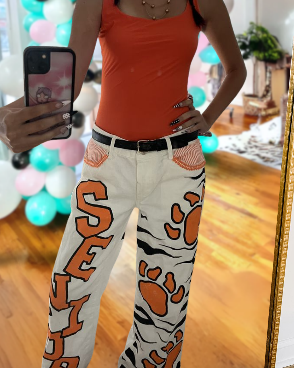 Senior Tiger Paw Print Jeans