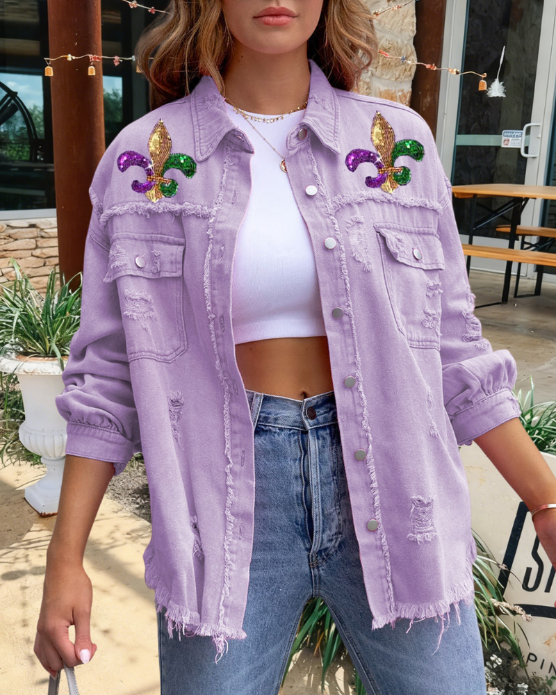 Carnival Iris Sequined Frayed Jacket
