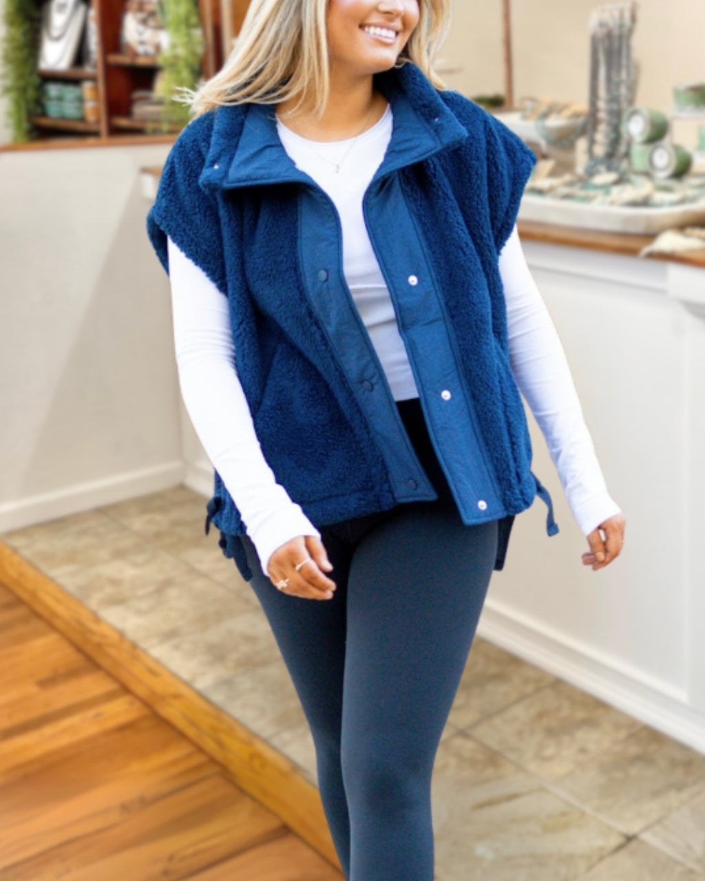 Casual Loose Fit Sherpa Vest