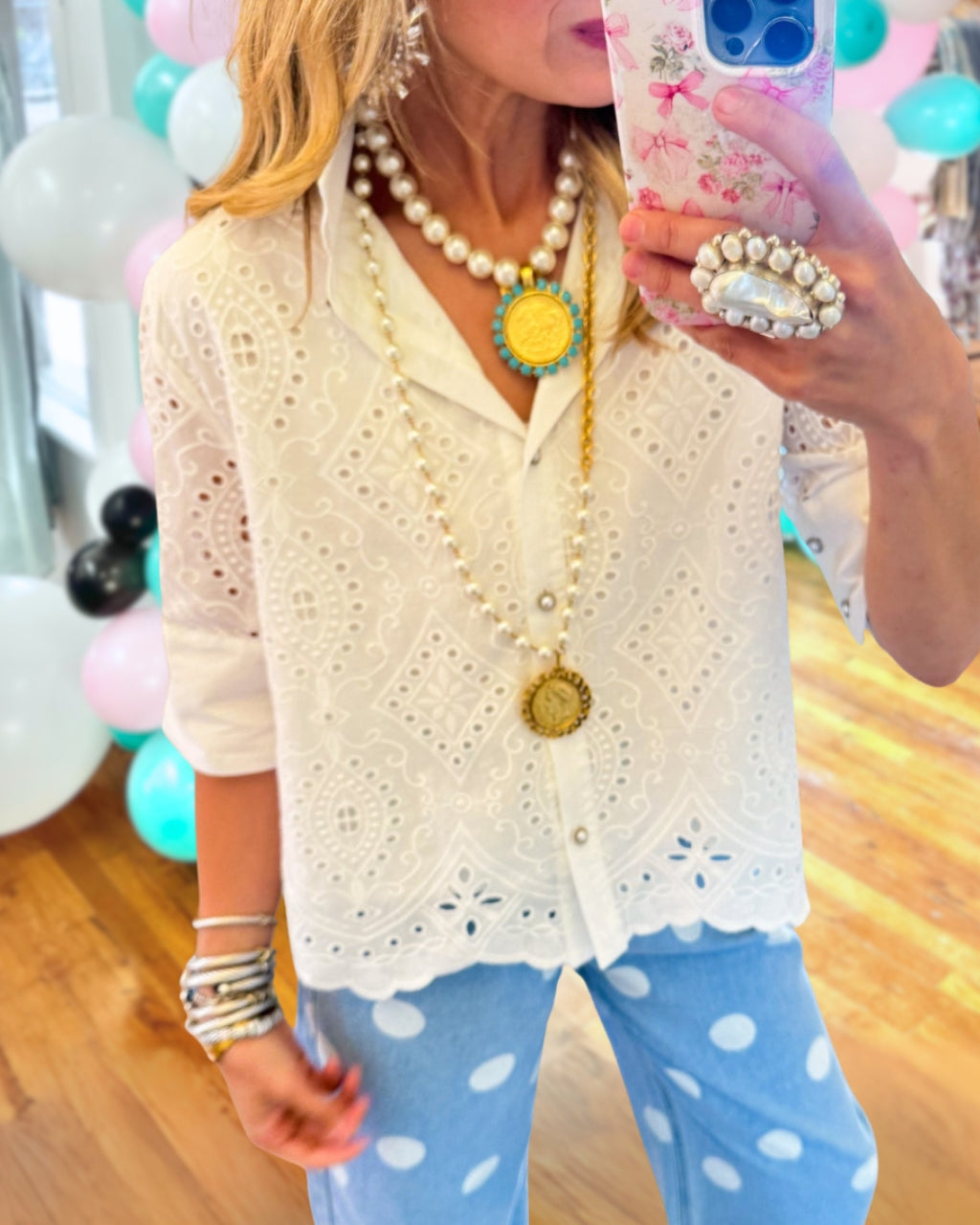 The Eyelet Scallop Blouse