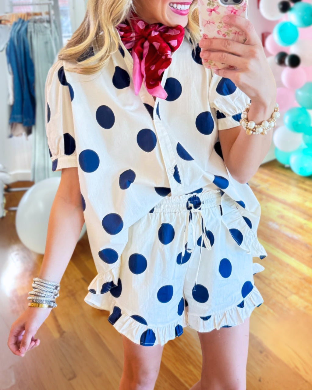 Poplin Polka Dot Shorts Set