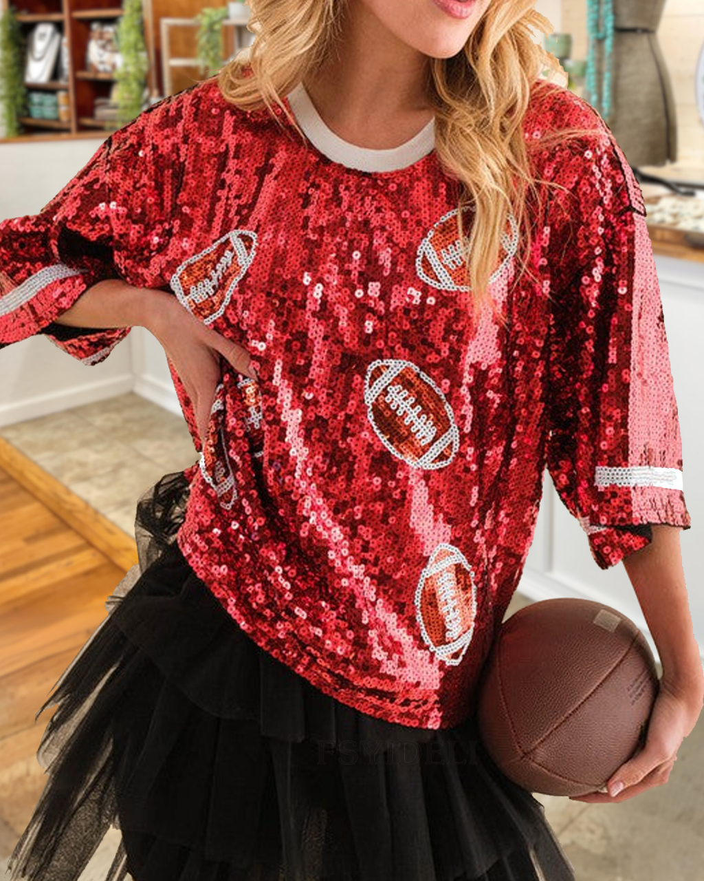 Sparkling Football Sequined Top