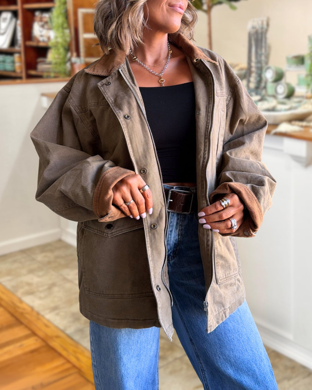 Washed Corduroy Cuff Jacket