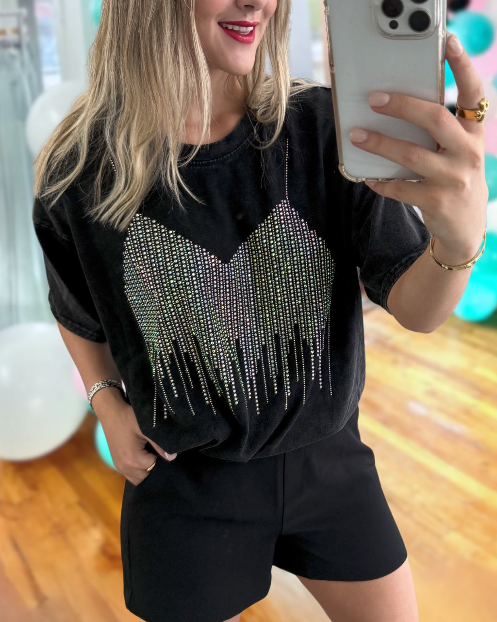 Bikini Rhinestone Crewneck T-Shirt