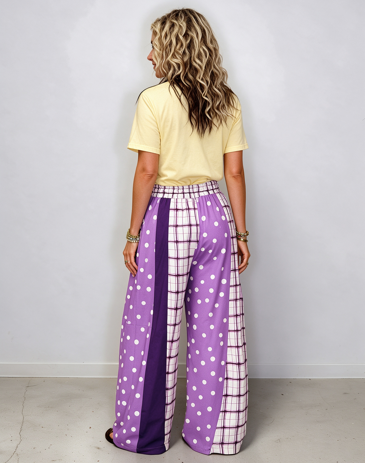 Polka Dot Plaid Patchwork Pants