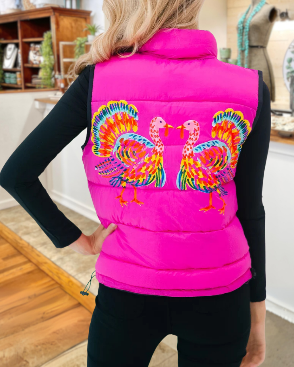 Thanksgiving Turkey Print Quilted Vest