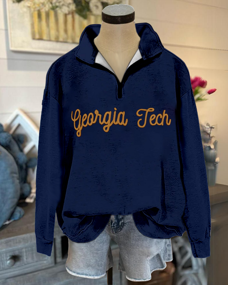 Georgia Tech Embroidered Half-Zip Pullover