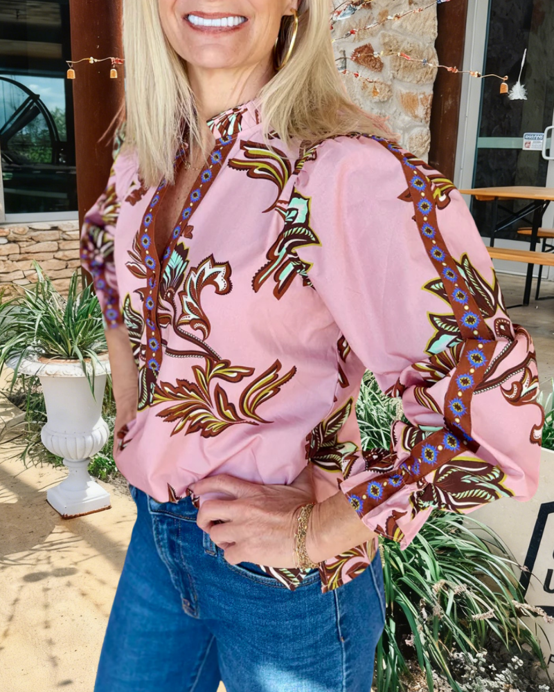 Vintage Floral Satin Top