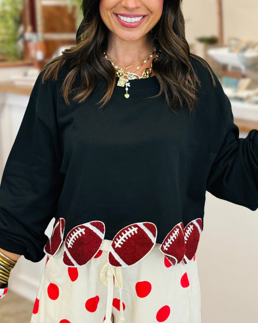 Football Patch Crop Sweatshirt