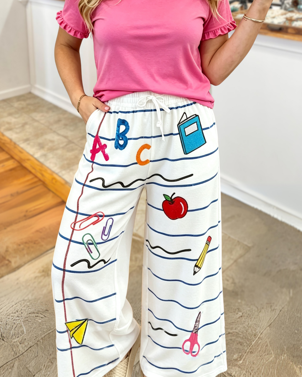 Sequined Teacher Stationery Pants