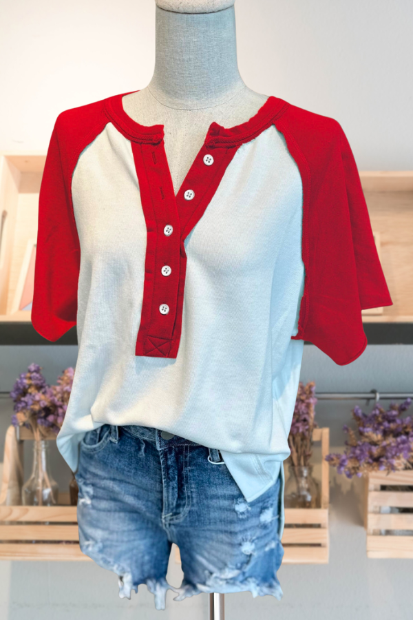 Color Block Henley Top