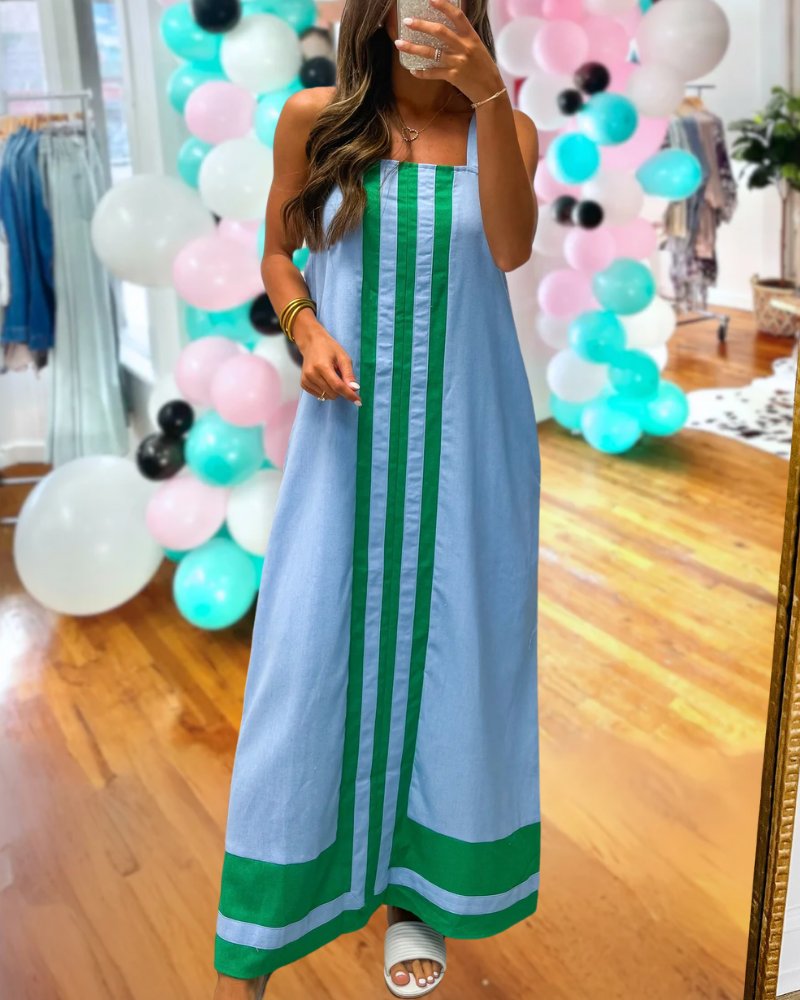 Contrast Striped Maxi Dress