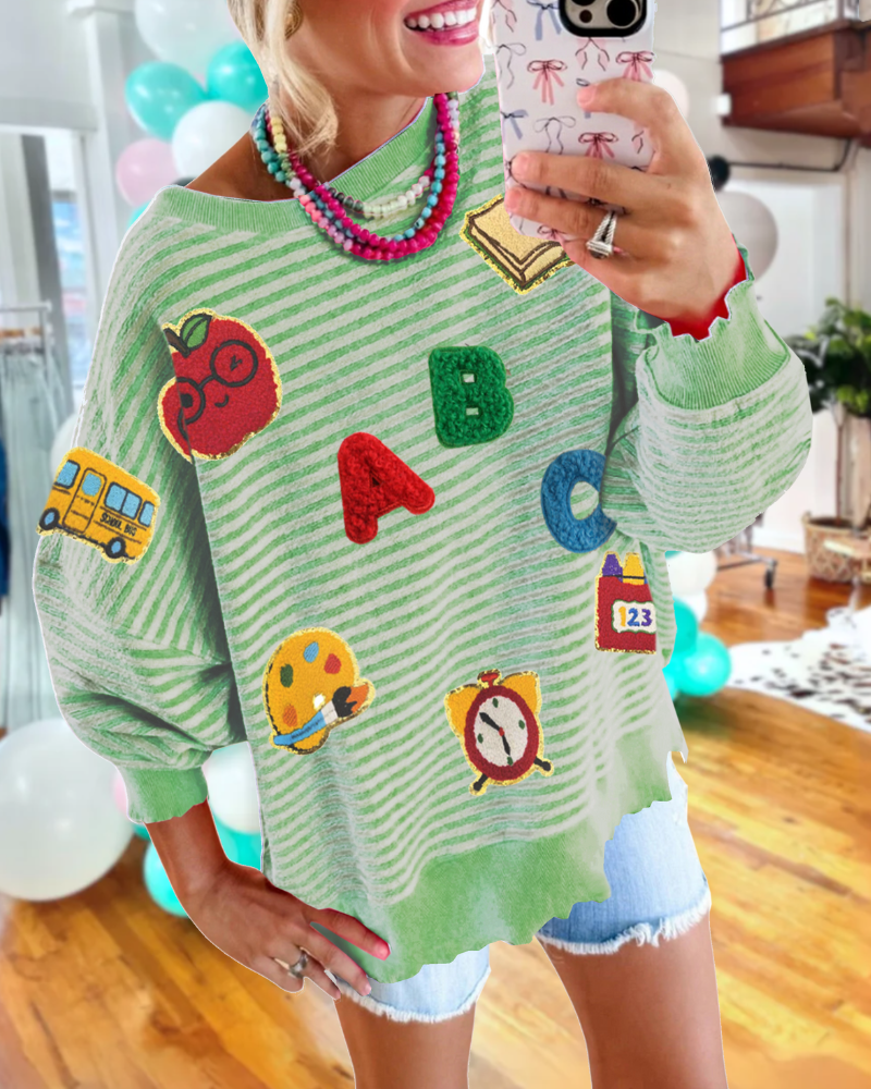 School Sequin Stripe Sweatshirt