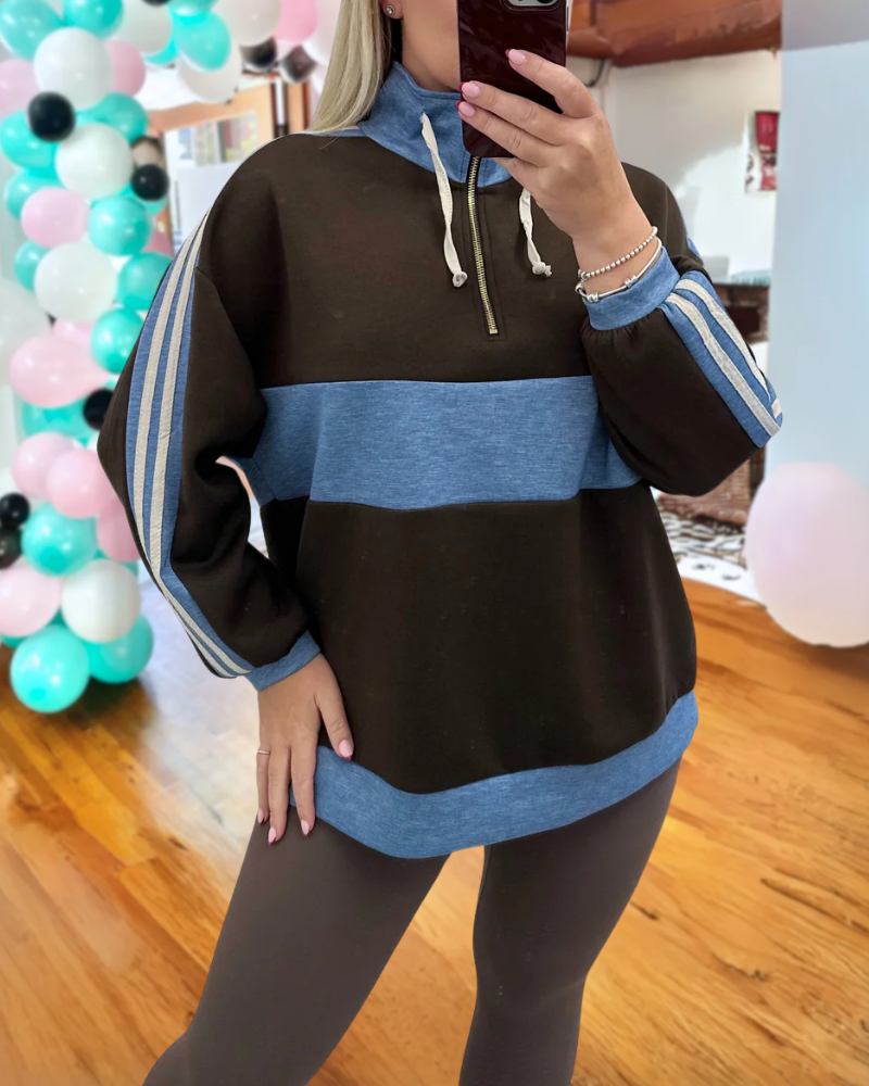 Trendy Colorblock Half-Zip Pullover