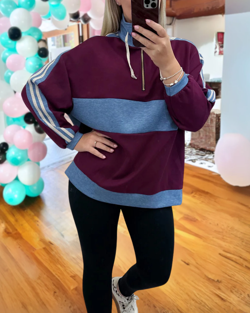 Trendy Colorblock Half-Zip Pullover