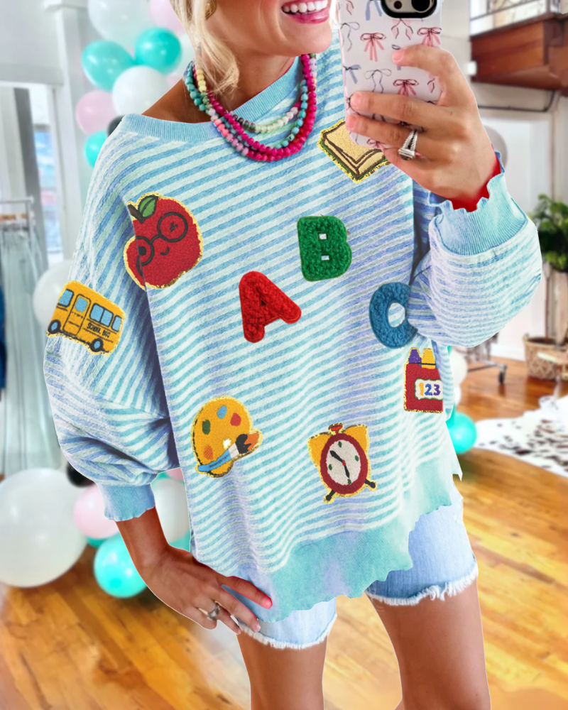 School Sequin Stripe Sweatshirt