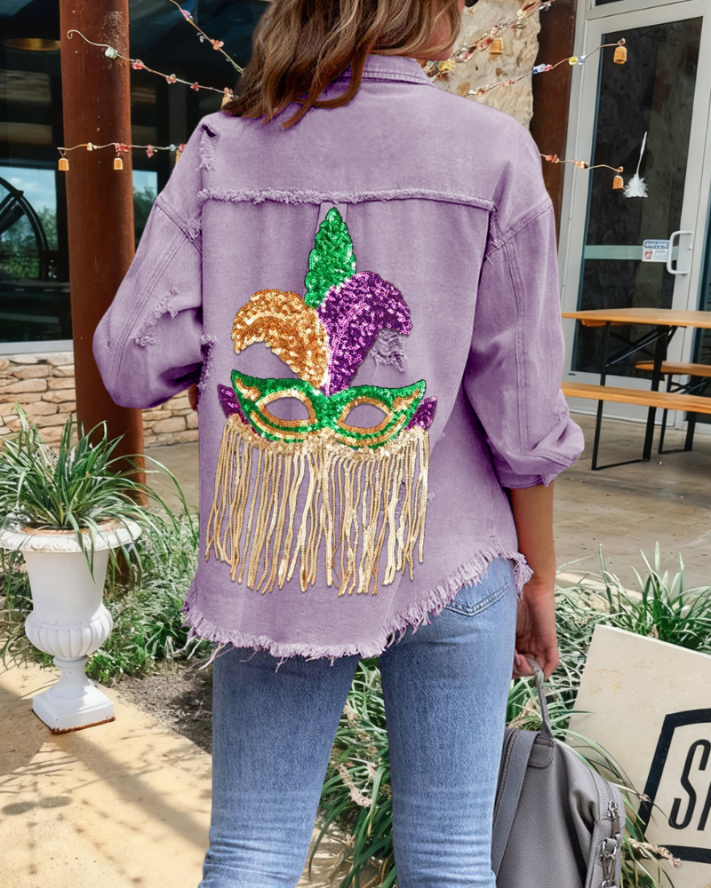 Carnival Iris Sequined Frayed Jacket