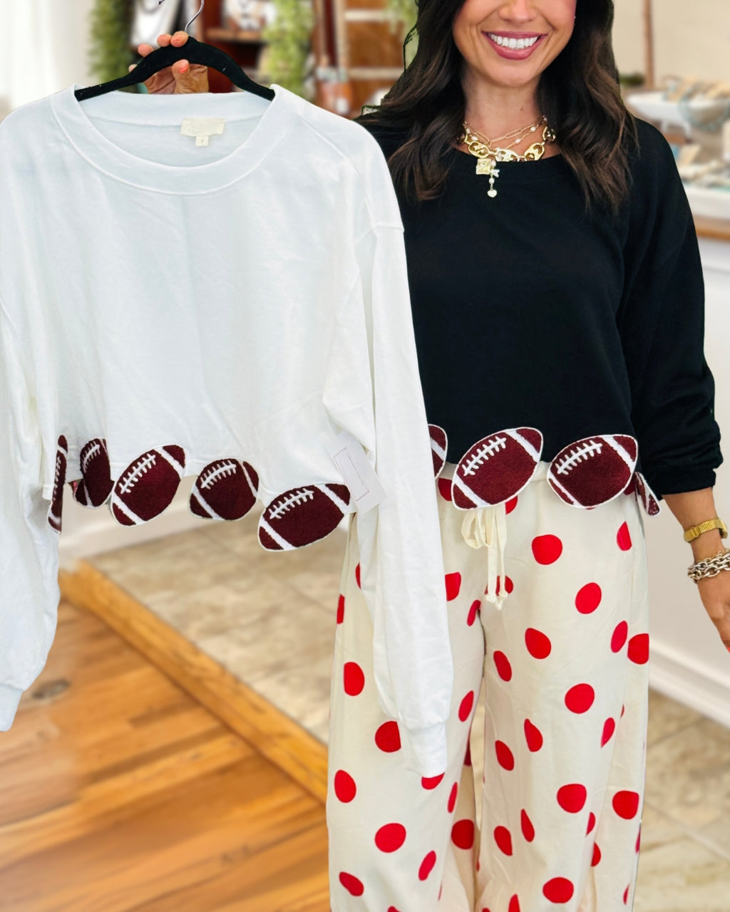 Football Patch Crop Sweatshirt