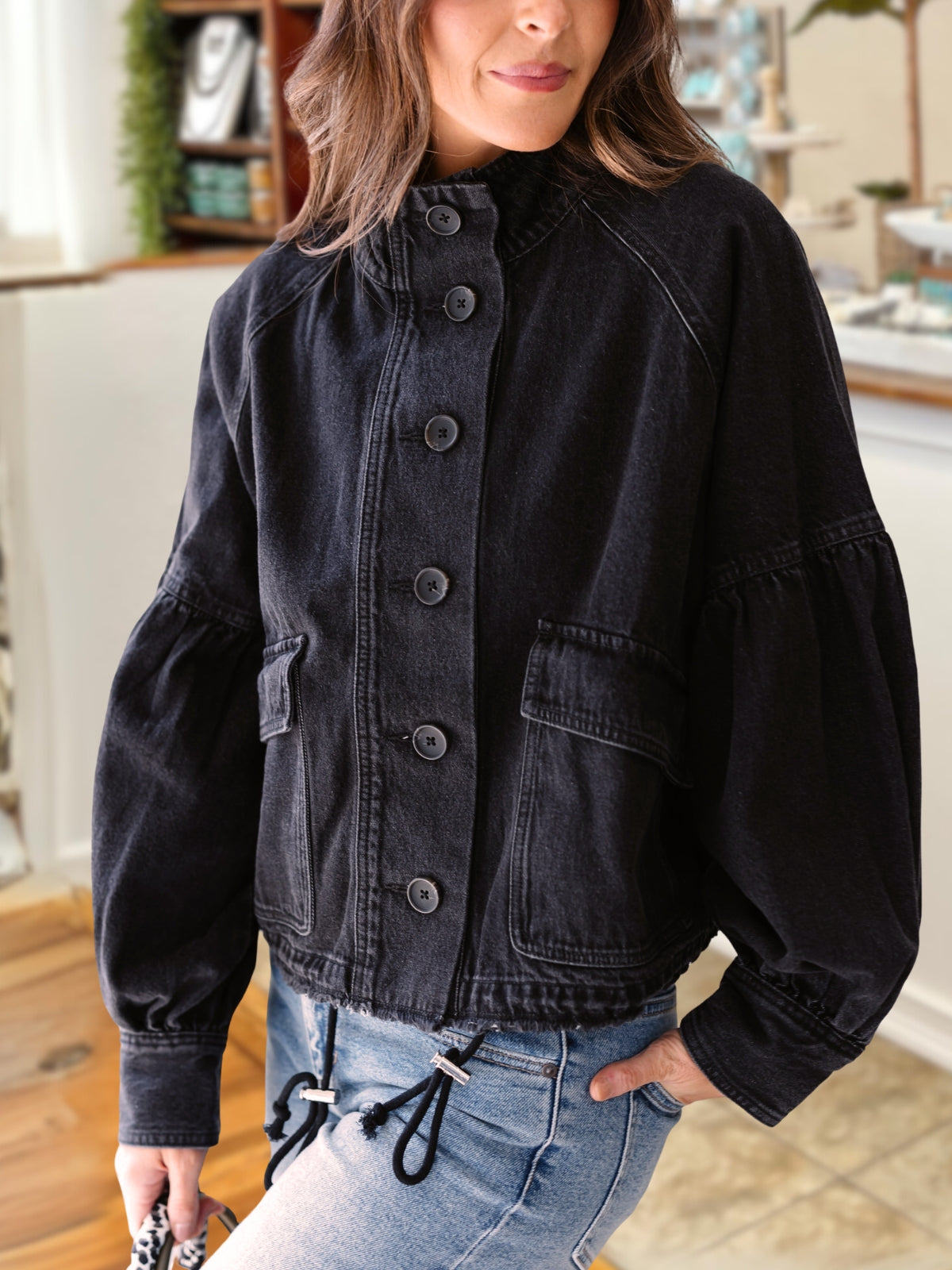 Balloon Sleeve Denim Jacket