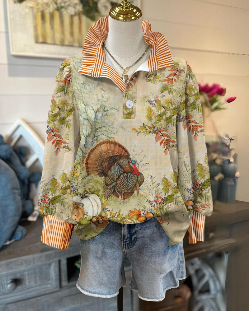 Vintage Thanksgiving Print Sweatshirt