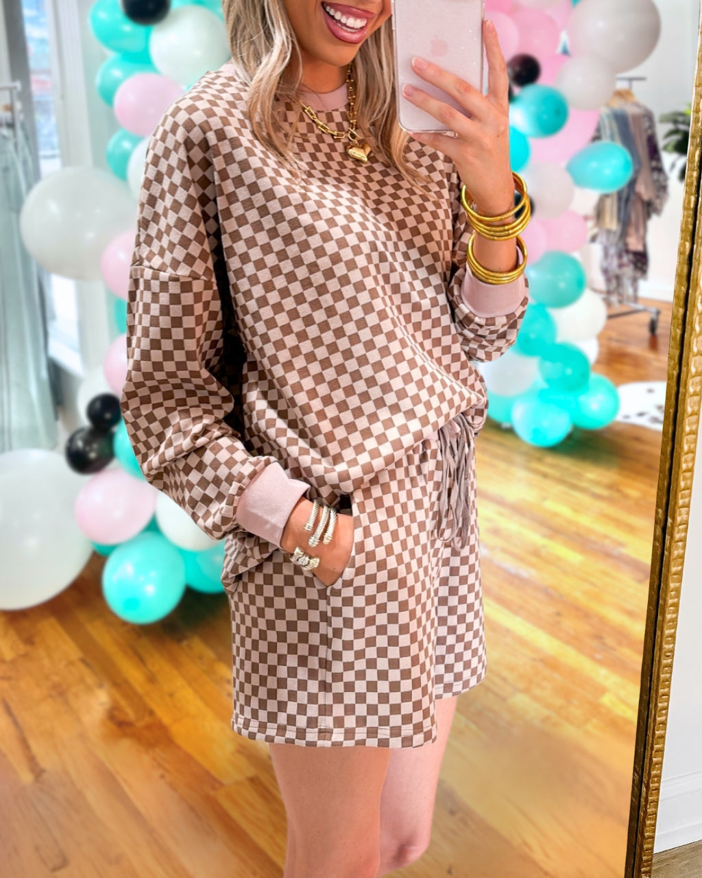Checkerboard Pullover Set