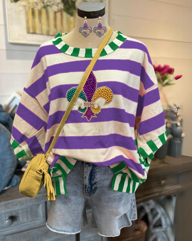 Carnival Striped Beaded T-Shirt