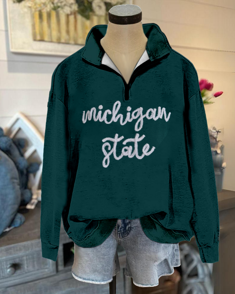 Michigan State Embroidered Sweatshirt
