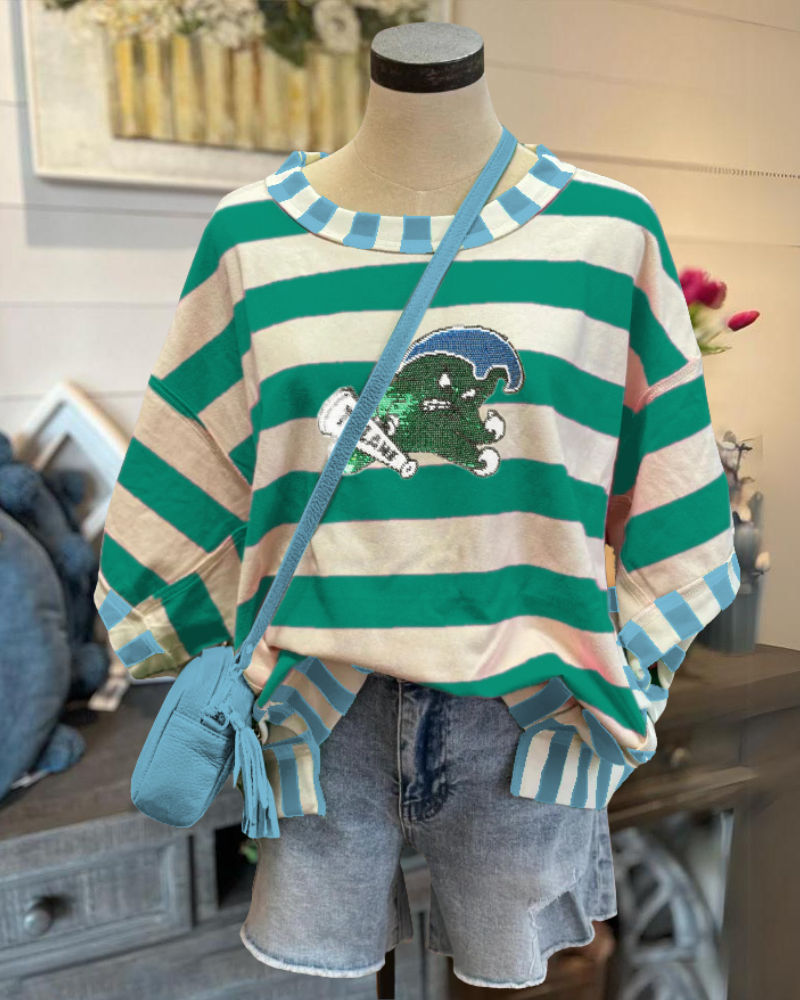 Tulane Green Wave Sequin Top