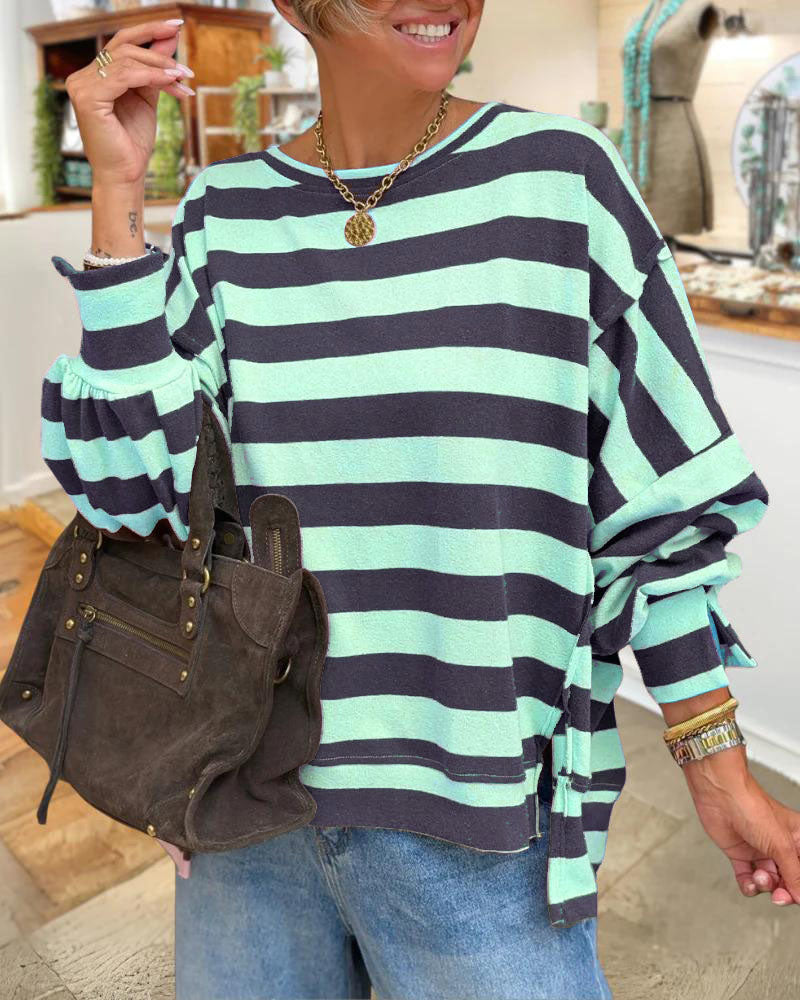 Striped Casual Oversized Sweatshirt