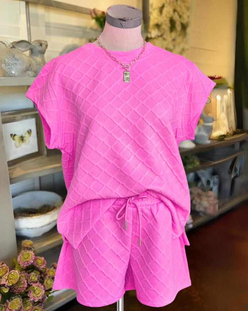 Waffled Quilted Travel Short Set