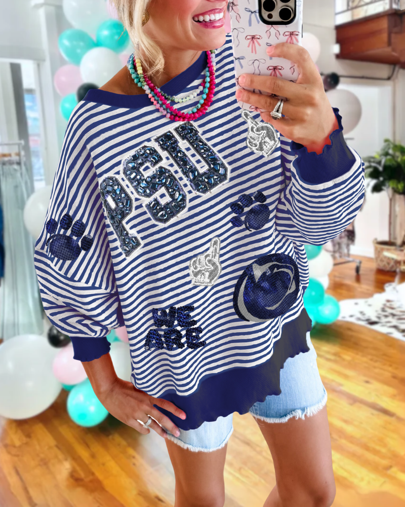 PSU Lions Sequin Stripe Sweatshirt
