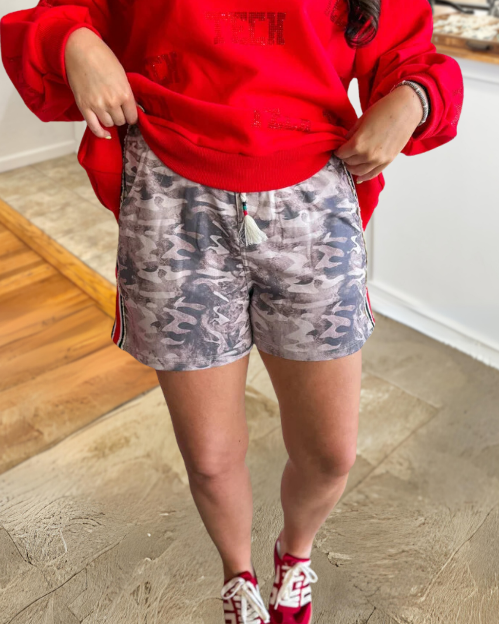 Side Stripe Camouflage Shorts