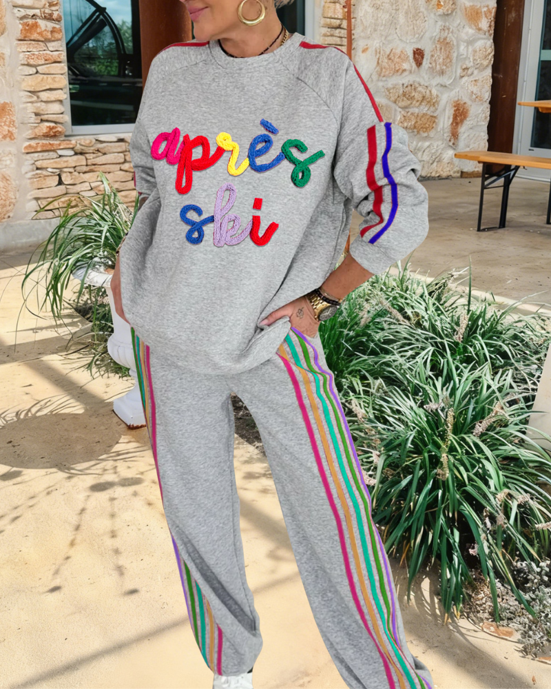 Apres Ski Embroidered Striped Trim Set