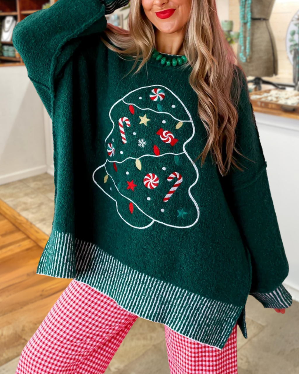 Cute Christmas Tree Candy Knit Top