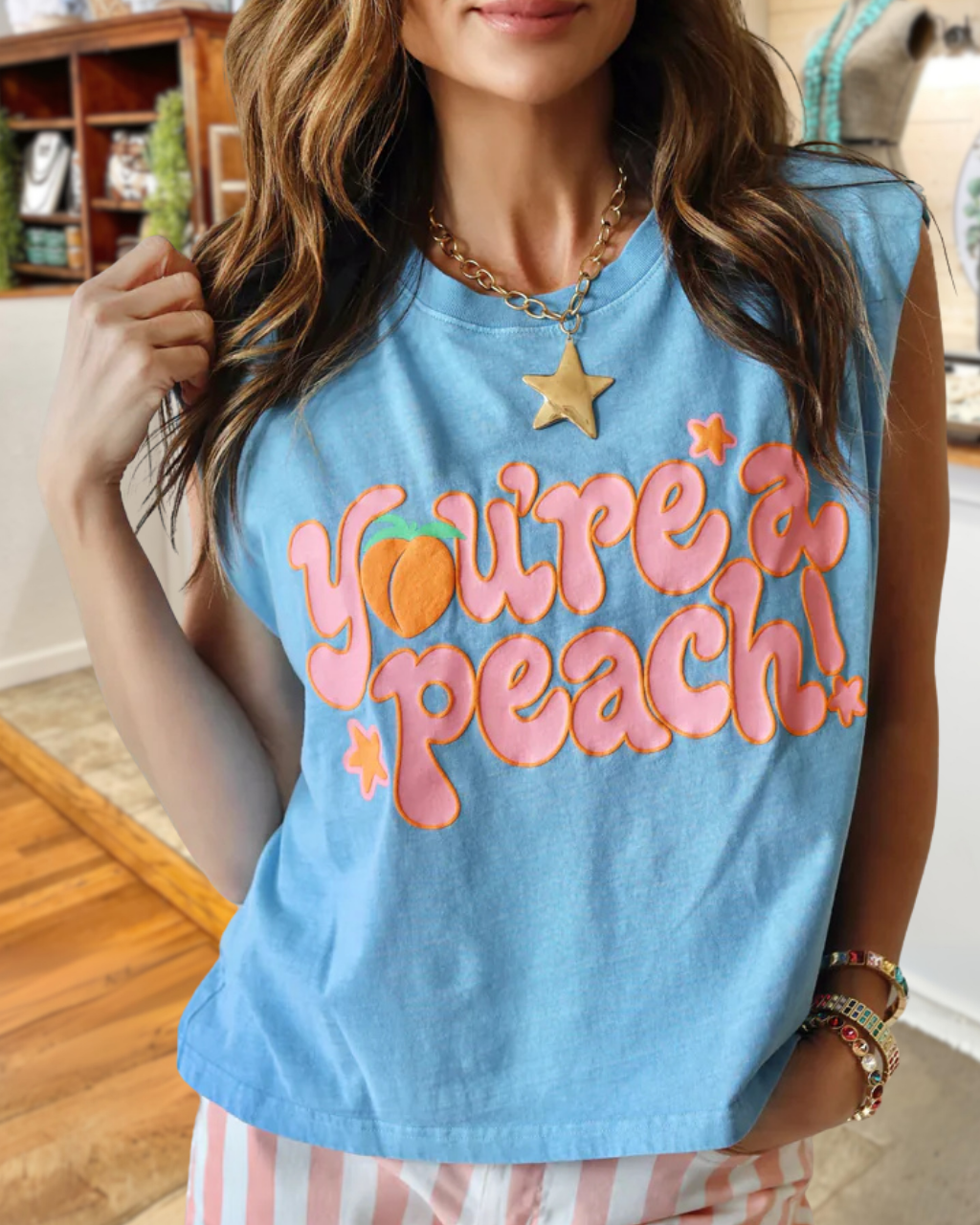 "You're A Peach" Sleeveless Top