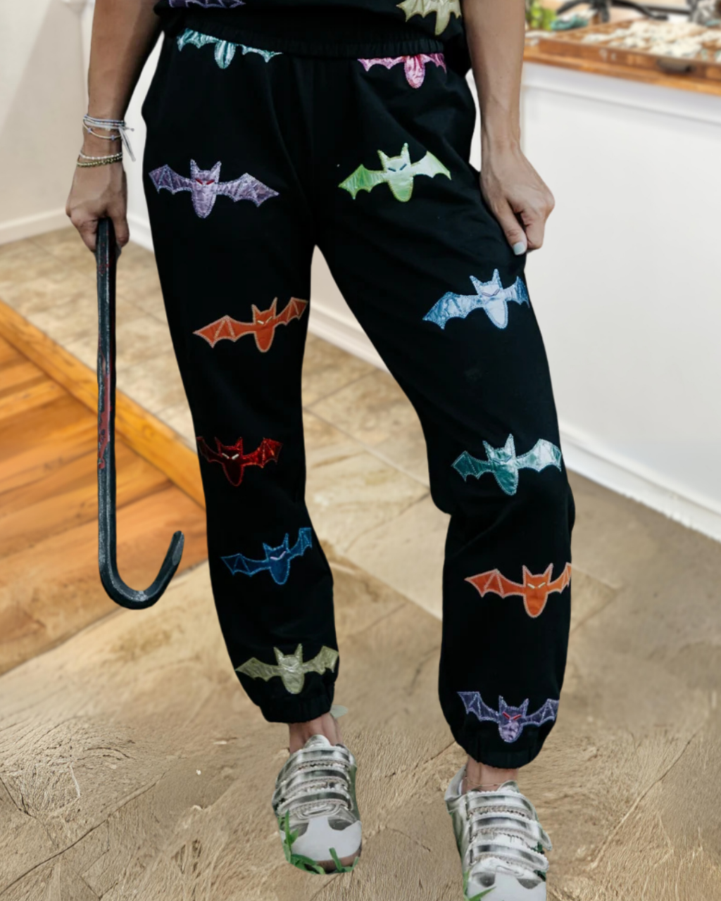 Colorful Bat Sequined Pants