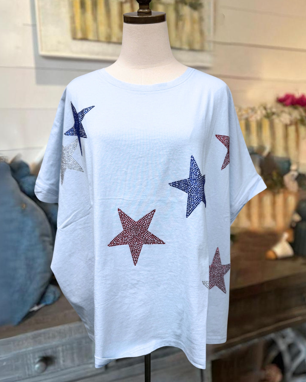Rhinestone Star Crew Neck T-Shirt