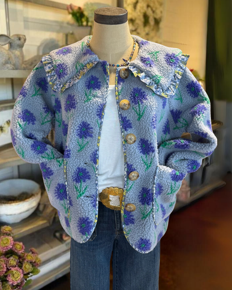 Floral Ruffle Peter Pan Collar Jacket