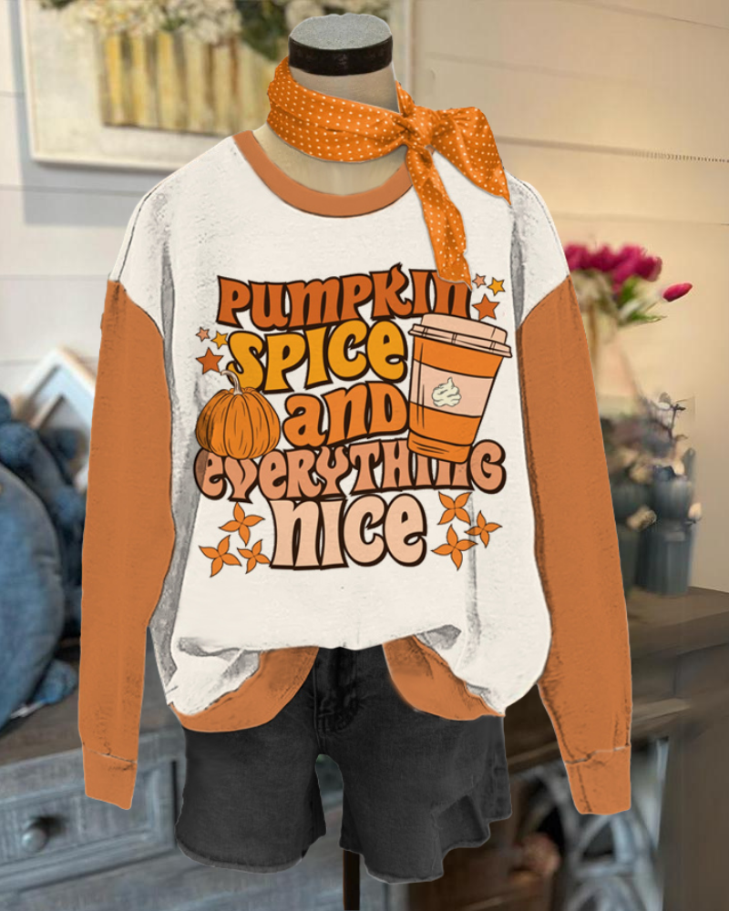 Pumpkin Spice Contrast Sweatshirt