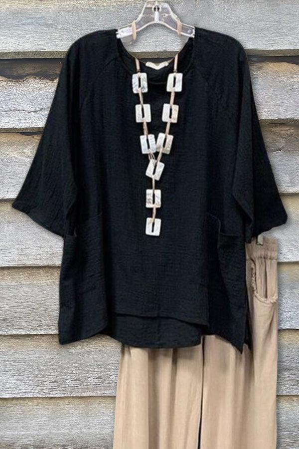 Bamboo Node Cotton Half-Sleeve T-shirt