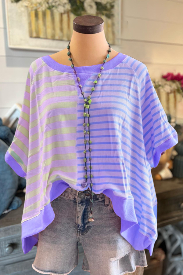 Oversized Colorblock Stripe Top