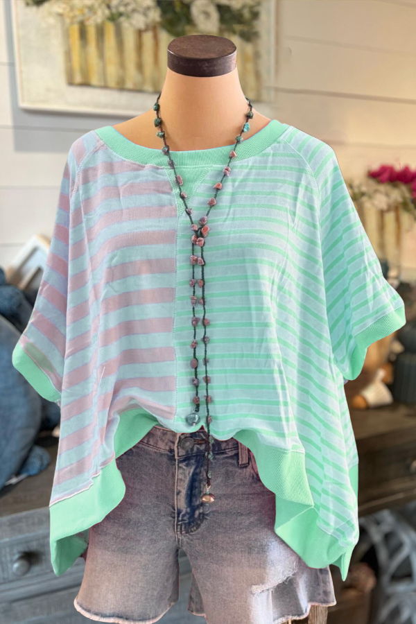 Oversized Colorblock Stripe Top