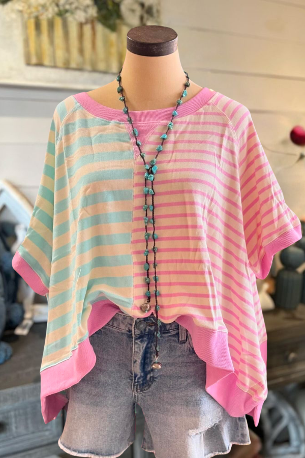 Oversized Colorblock Stripe Top