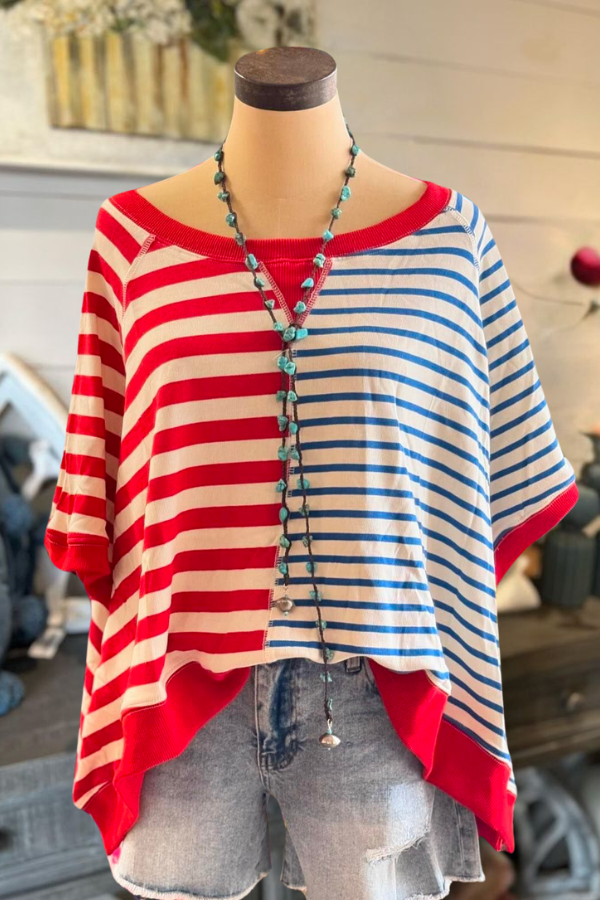 Oversized Colorblock Stripe Top